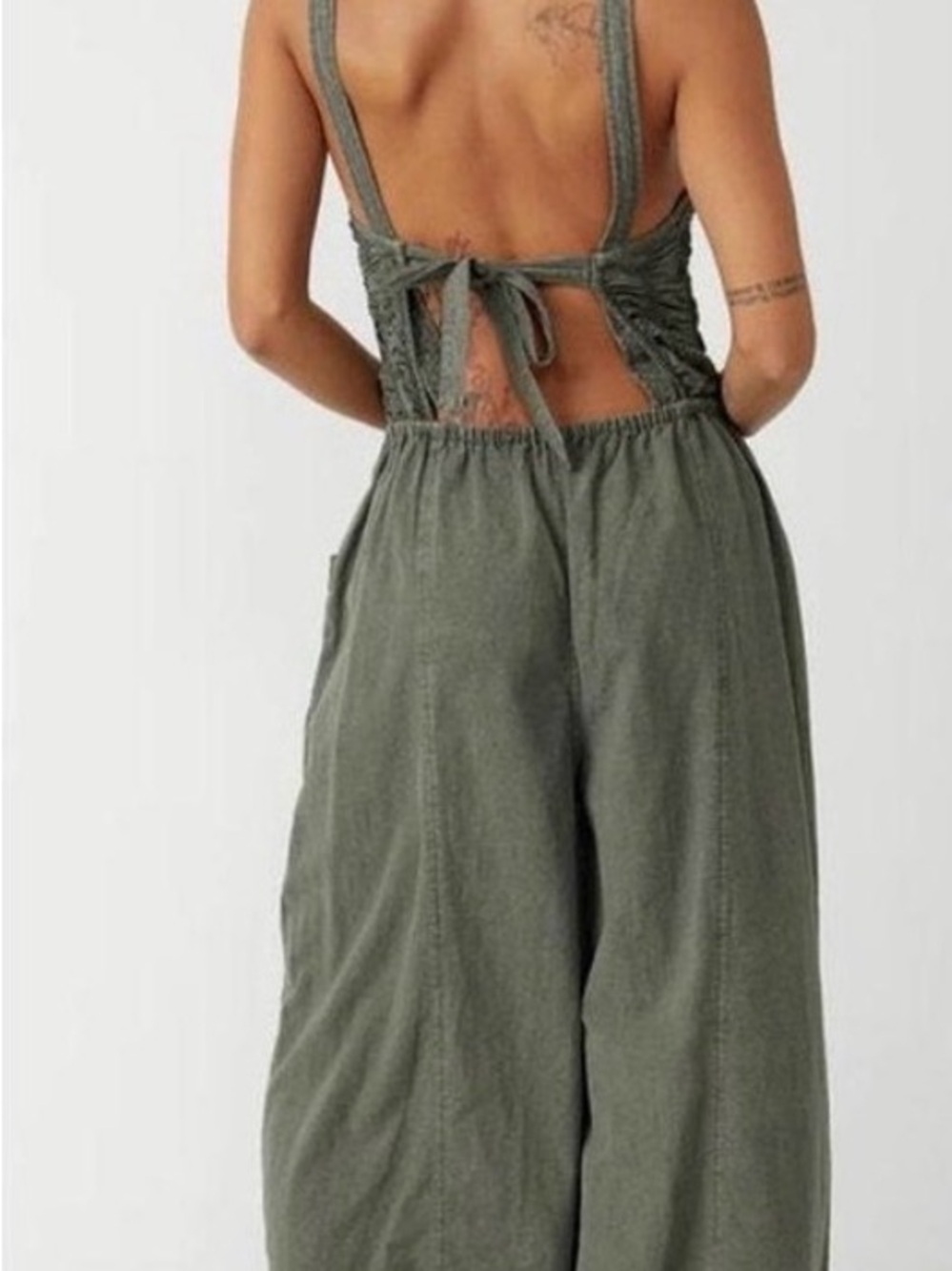 🆕Bnwt Free People After All Ruched One Piece Smocked Wide-Leg jumpsuit - Picture 4 of 10